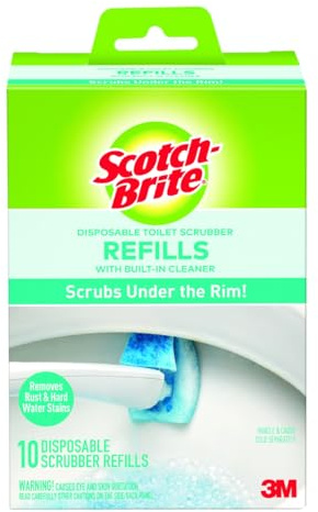 Scotch-Brite Disposable Toilet Scrubber Refills, Removes Rust & Hard Water Stains, 10 Disposable Refills Blue