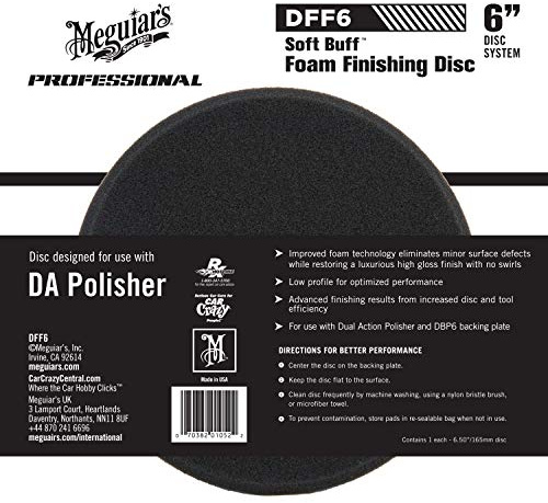 Meguiar's DFF6 Soft Buff DA Foam Finishing Disc poleringsdyna, hårdhetsgrad: mjuk, 15 cm