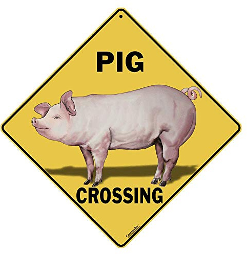 CROSSWALKS Pig Crossing 12 X 12 Aluminum Sign (X301)