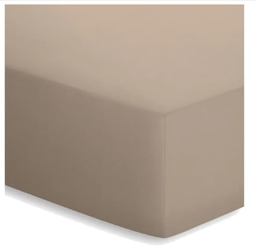 schlafgut Mako-Jersey Basic Spannbetttuch, Baumwolle, Taupe, 200 x 150 cm