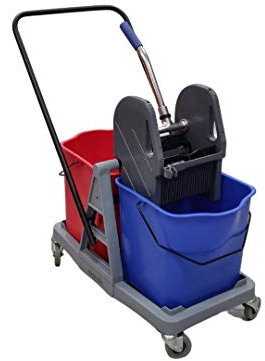 Euroservice - Carrello doppia vasca, due secchi con strizzatore 50 Lt