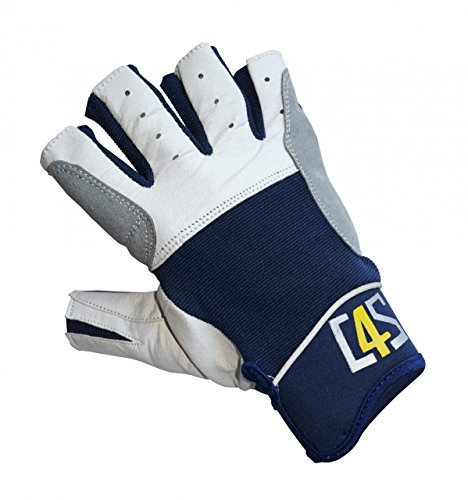 crazy4sailing Damen Herren Segelhandschuhe Regatta - 5 Finger-frei, Farbe:Navyblau, Größe:M