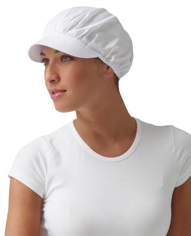 SIGGI - Berretto Ted con Visiera, in Popeline Poliestere 65% Cotone 35% Colore Bianco. Peso al mq. gr. 130'