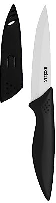 Excelsa Ceramic Coltello Frutta con Coprilama, Nero/Bianco, Lama 10 Cm