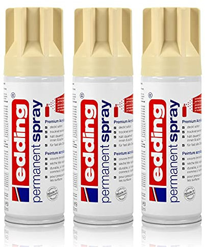 3x edding Permanent Spray hellelfenbein 200 ml Premium Acryllack, RAL 1015