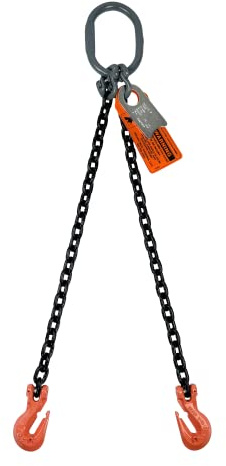 Advantage Rigging - Chain Sling - 3/8 x 10' Double Leg with Grab Hook - Grade 100