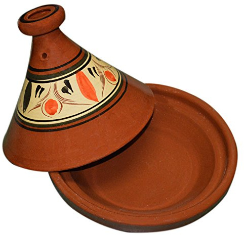 Treasures Of Morocco Moroccan Cooking Tagine, Traditional, Handmade, 10 Inch Diameter, Red, Clay, Round, With Lid