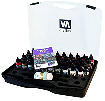 Vallejo - Game Air Set with 51 Paints, 8 Primers, 3 Varnishes, 1 Airbrush Thinner, 1 Medium, Colour Chart for Miniature Painting and Model Kits