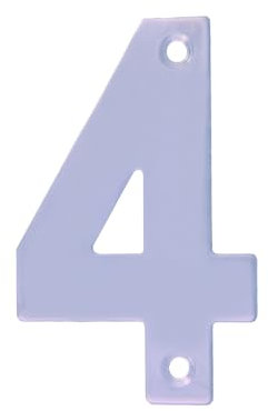 Amig - Número 4 de Acero Inoxidable para Atornillar en Interior y Exterior - 100 mm - Para Portales, Paredes o Fachadas de Casas - Acabado en Plateado