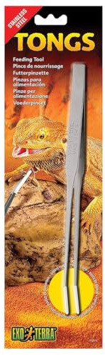 Exo Terra Stainless Steel Tweezers - Ergonomic Design, Soft-Coated Tips, Safe Feeding Tool for Reptiles, Ideal for Live Insects, Durable Grip