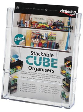 Deflecto Présentoir mural Porte-brochures A5 vertical Lit Loc L16,1 x H20,4 x P3,7 cm Transparent