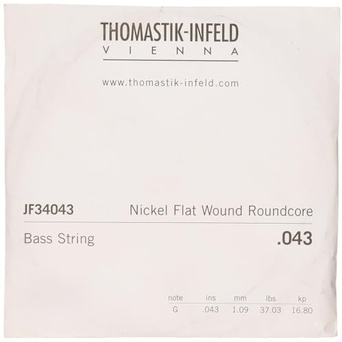 Thomastik-Infeld Flat Wound Bajo eléctrico - JF34043 - Cuerda individual G – Jazz Bass Escala larga 34, calibre .043