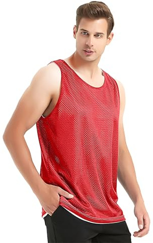 TopTie Camiseta Hombre Camisetas de Baloncesto Camiseta Interior Tirantes Sin Mangas Camiseta de Lacrosse Malla Reversible