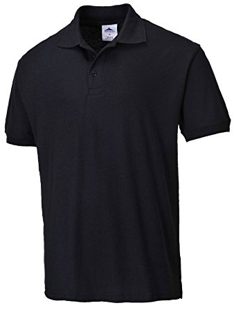 Portwest B210 Naples Polo Shirt Short Sleeve Pique Knit Polycotton Uniform Workwear Breathable Rib Collar UV Protection Twin Stitch Durable Wear, Black, XL