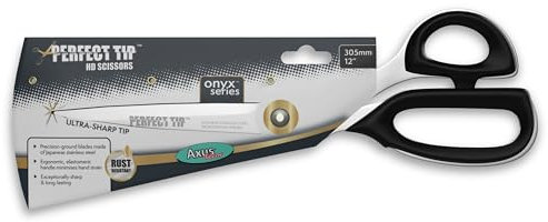Axus Decor Perfect Tip HD Scissors (Onyx Series) Stainless Steel Scissors with Super Sharp Blades and Rust Resistant, Precisely Wallpaper Cutter, Fabrics, Fine Mesh and More, Length 305mm