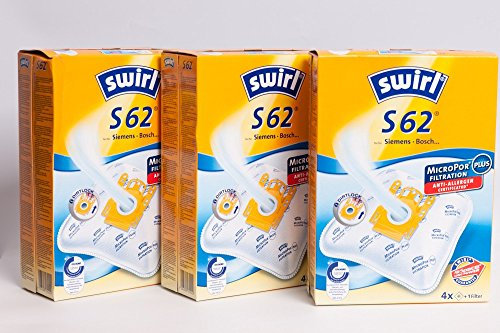 3 Pakete Swirl Staubsaugerbeutel S62 / S 62 MicroPor Plus AirSpace für Siemens/Bosch Typ: D E F