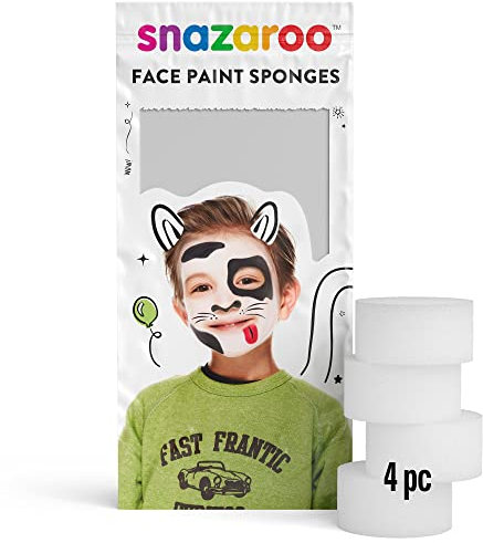 Snazaroo 1198020 Schmink Schwämmchen, feinporig, Schminken, Make Up Schwamm, Karneval, Halloween, Mottoparty - 4 Stück im Set