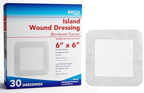 Areza Medical - Bordered Gauze Island Dressing - Wound Dressing - Latex Free - sterile - 6 x 6 - 30 per Box