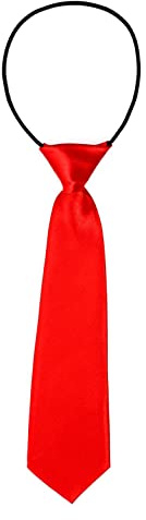 DonDon Corbata para niños con aire de seda brillada - 7 cm de ancho - con elástico - rojo