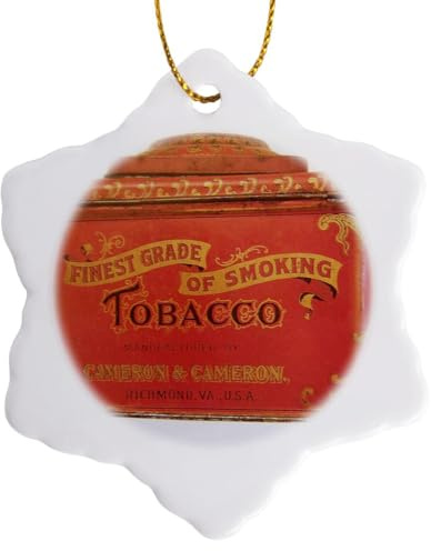 3 inch Snowflake Porcelain Ornament - Olden Tobacco Tin Vintage