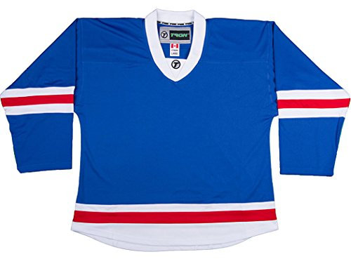 TronX Spielbekleidung DJ300 Junior Eishockey Trikot, Hockeybekleidung, Lange Ärmel (DE/NL/SE/PL, Alphanumerisch, L, XL, New York Rangers - Royal)