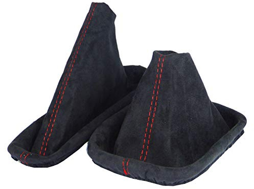 L&P Car Design GmbH L & P A0102 5-Gear Gear Stick and Handbrake Gaiter in Black with Red Stitching Red