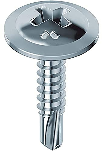 Mustad: 500 viti Drillex® Autoperforanti, Testa Fungo Flangiata Larga, 4.2x13 mm, Zincate Bianche
