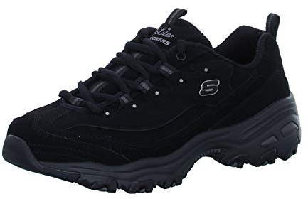 Skechers Women's D'lites Play Fashion Sneaker, Black Trubuck Trim L, 4 UK