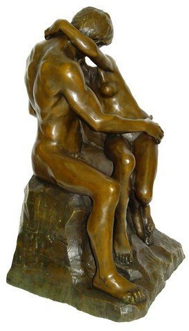Stor bronsfigur – Kuss (1886) – Auguste Rodin-skulptur – trädgårdsskulptur – figur – signerad – kärlekspar