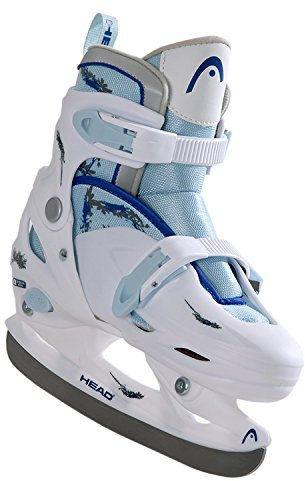 HEAD - Kinder Schlittschuhe Cool Girl mit Schnallen I verstellbare Schlittschuhe für Kinder I gemütliches Fellfutter I Hartschalen Schlittschuhe mit Edelstahlkufe für Mädchen - Weiß / Hellblau