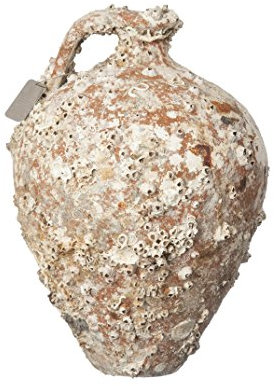 Ánfora Galia 44x34cm con Vida Marina Antigua para decoración Marinera. Decoración hogar, decoración Jardin, decoración Exterior, Regalos Originales.