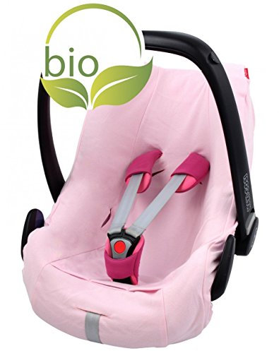 ByBoom - Sommerbezug, Schonbezug für Babyschale aus 100% BIO-Baumwolle, Universal für z.B. Maxi-Cosi, CabrioFix, Pebble, City SPS, Farbe:Rosa