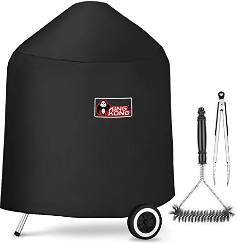 Kingkong 7149 Premium Grill Cover for Weber Charcoal Grills, 22.5-Inch (Compared to the 7149 Grill Cover) Including Grill Brush and Tongs.