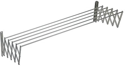 Sauvic Stendibiancheria estensibile con reggetta e 5 raggi in alluminio da 160 cm