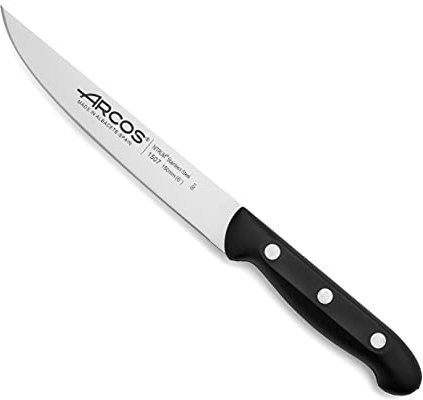 Arcos Coltello Mondador in Acciaio Inossidabile per Cucina Professionale – Ideale per Pelare Frutta e Verdura, Manico Ergonomico in Poliossimetilene, Lama da 150 mm – Nero, Serie Maitre