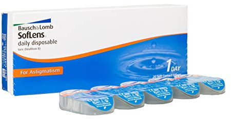 Bausch + Lomb SofLens daily disposable Toric Tageslinsen, torische Kontaktlinsen, weich, 30 Stück BC 8.6 mm/DIA 14.2 / CYL -0.75 / Achse 90 / -9 Dioptrien