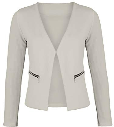 Blazer à manches longues pour femme (382), beige, S taille courte
