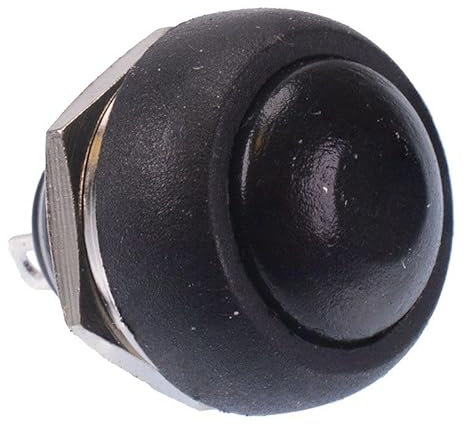 Black Off (On) Momentary Push Button Round Horn Switch SPST 12mm Cut Out 1A