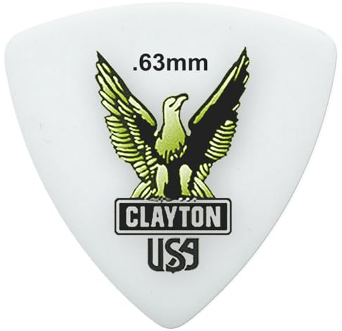 CLAYTON Acetal Rounded-Triangle Shape 0.63mm ā RT63 (72 Picks Per Pack) Guitar Picks ā Ultra Durable Anti-Slip Guitar Pick for Electric, Acoustic, & Bass ā Warm and Clear Tones