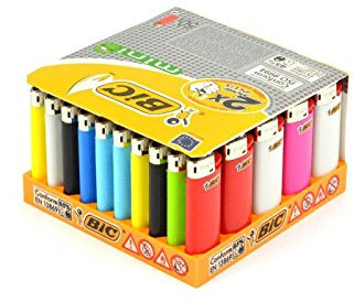 50 Accendini Bic Mini A Pietra Vari colori