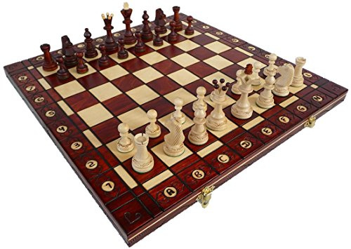 ChessEbook Jeu d'échecs en Bois Senator 40 x 40 cm - Plateau d'échecs en Bois de Haute qualité - Ensemble de Jeu d'échecs Pliable - Ensemble de Jeu d'échecs avec pièces - Fait Main