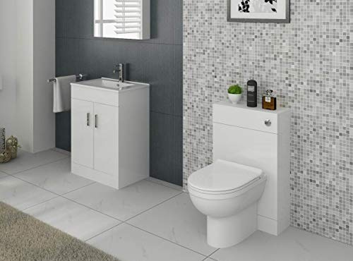 VeeBath Sphinx 1200 Combination Vanity Unit Furniture Set, Wash Basin Bathroom Sink, WC, BTW Toilet Pan, Soft Close Seat with Concealed Cistern-Gloss White(Flat Pack)