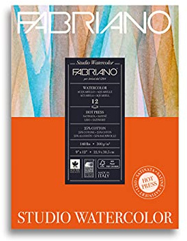 Fabriano - akvarellblock - varmpressad - 12 ark - 300 g/m2