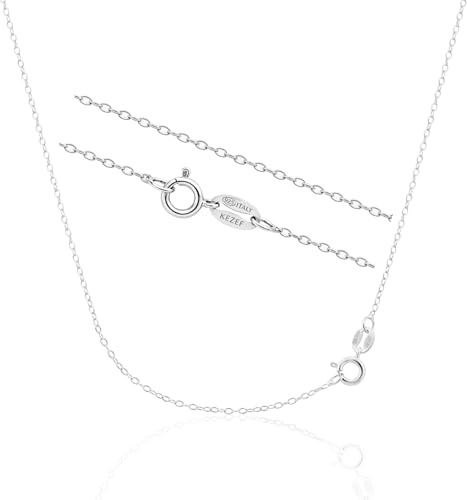 KEZEF 1mm 925 Sterling Silver Necklace for Women | 16-36 inch long Silver, 18k Gold, Rose Gold Necklaces for Women - Made In Italy Real Cable Chain Jewelry | Dainty cadena de plata s925 para mujer