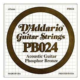 D'Addario PB024 Phosphor Bronze Einzelsaite für Gitarren 0,06 cm (0,024 Zoll)