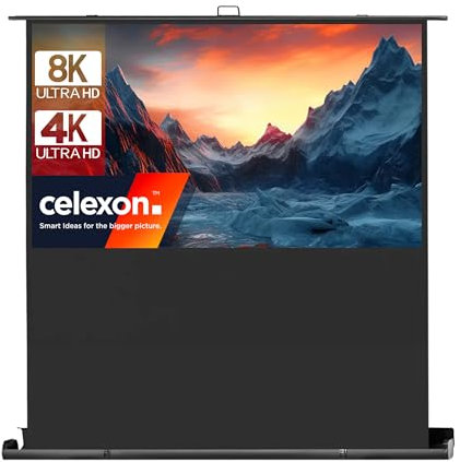 celexon Ultramobil Plus Professional Pull-Up-Leinwand 80 | 180x102 cm 16:9 | transportable 8K, Full-HD Beamer-Leinwand zum blitzschnellen Ausziehen & Aufstellen | inkl. Tragegriff + Scherengelenk