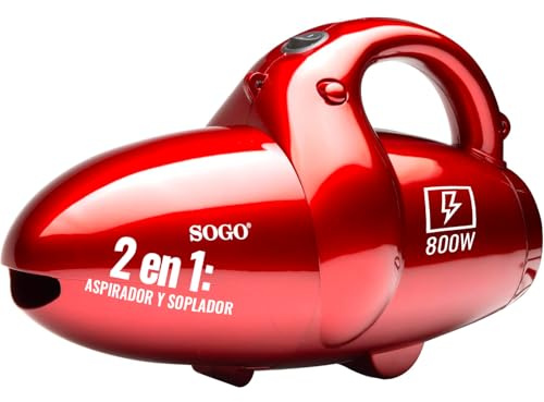 SOGO Mini Aspirador de Mano Potente con 800W – Aspirador y Soplador de Mano para Barrer Hojas – Aspirador de Mano con 3 Capas de Filtros – Aspirador Coche Potente con 11 Accesorios