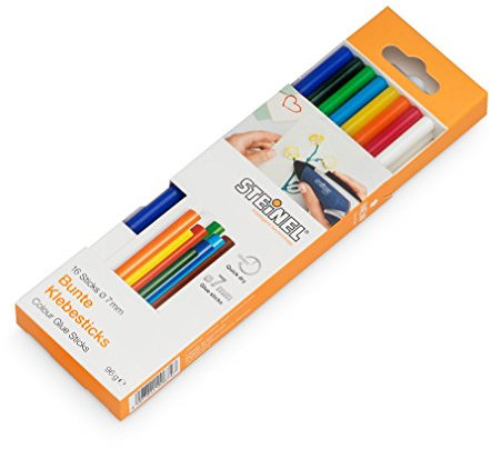 Steinel Colour Klebesticks 7 mm, 16 farbige Sticks, 96 g, bunter Schmelzkleber für kratives Basteln und Schmücken, 006969