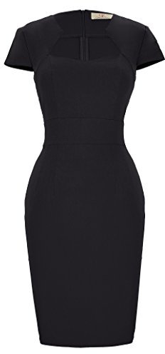 GRACE KARIN Rockabilly schwarz Kleid 50s Kleid Damen festkleid Vintage Business Kleid midi Pencil Kleid CL8947-1 M