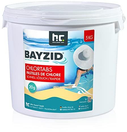 5 kg Pool Chlor Tabletten 20g BAYZID schnell löslich mit 56% Aktivchlorgehalt für Pool & Schwimmbad von Höfer Chemie